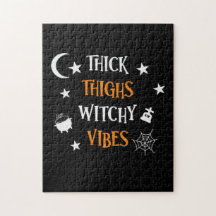 Quebra-cabeça Halloween Thick Thighch Witch Vibes Aniversário
