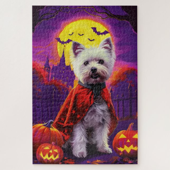Quebra-cabeça Halloween West Highland White Terrier Scary (Vertical)