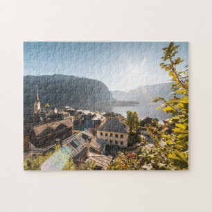 Quebra-cabeça Hallstatt Áustria, Bright Sunbeams Acima De Casas