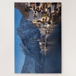 Quebra-cabeça Hallstatt town in the snow in winter