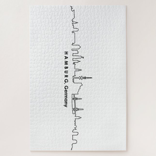 Quebra-cabeça HAMBURG Elbe Alemanha City Skyline Silhouette (Vertical)