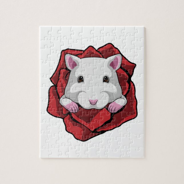 Quebra-cabeça Hamster com Rosa (Vertical)