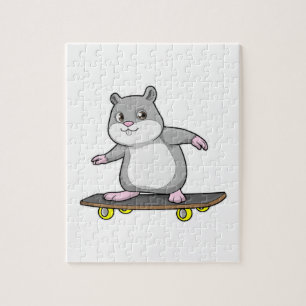 Quebra-cabeça Hamster como Patinador com skate