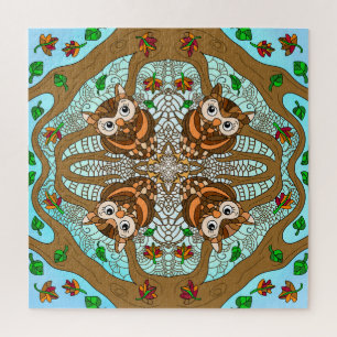 Quebra-cabeça Hand Drawn Owl Mandala Trabalho de arte