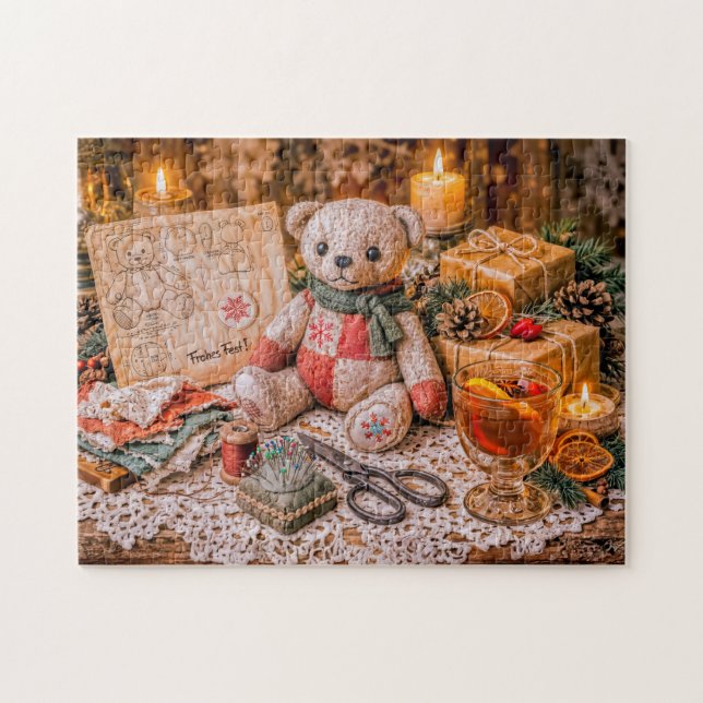 Quebra-cabeça Handmade Teddy Bear with Christmas Gifts and Cozy  (Horizontal)