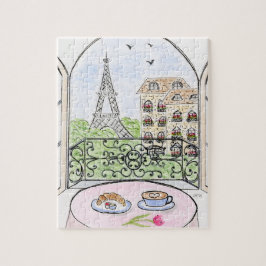Quebra-cabeça Handpainted Whimsical Paris and Eiffel Tower