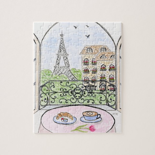 Quebra-cabeça Handpainted Whimsical Paris and Eiffel Tower (Vertical)