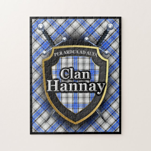 Quebra-cabeça Hannay Clan Tartan Swords e Shield (Vertical)