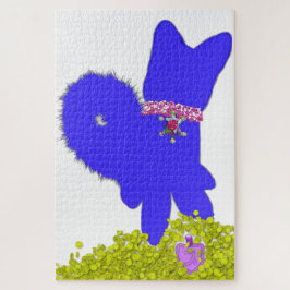 Quebra-cabeça Hanukkah dreidel gelou e feriado de cachorro azul