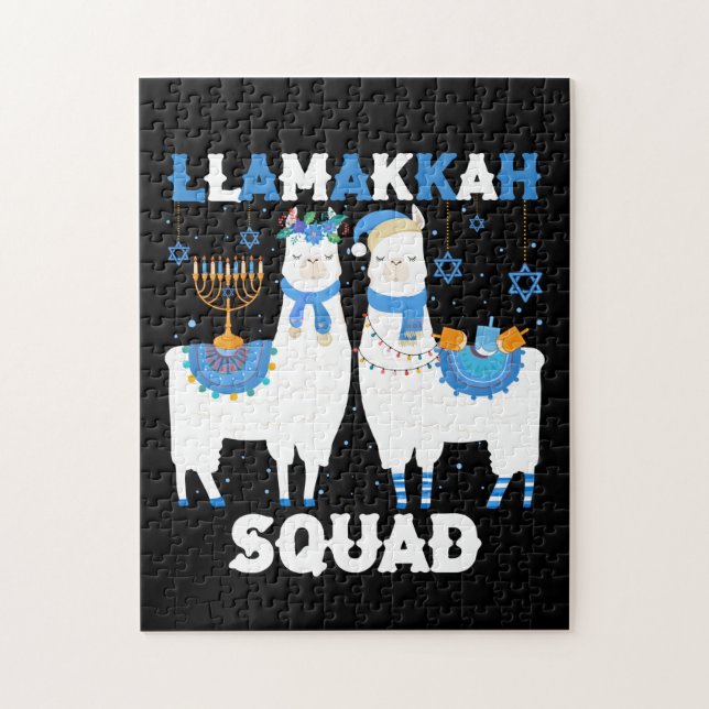 Quebra-cabeça Hanukkah Llama Feliz Natal Llamakah Squad Cute (Vertical)