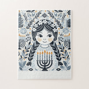 Quebra-cabeça Hanukkah Sameach Glow Quebra-cabeça: Juntos Festi