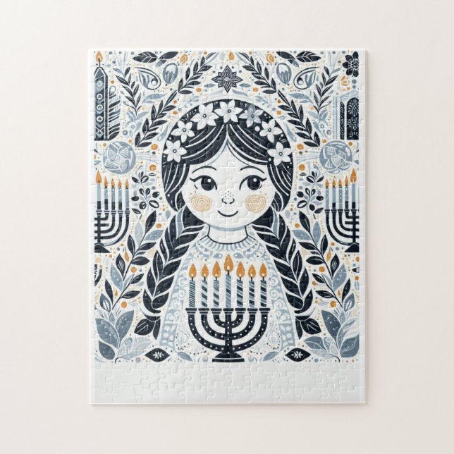 Quebra-cabeça Hanukkah Sameach Glow Quebra-cabeça: Juntos Festi (Vertical)