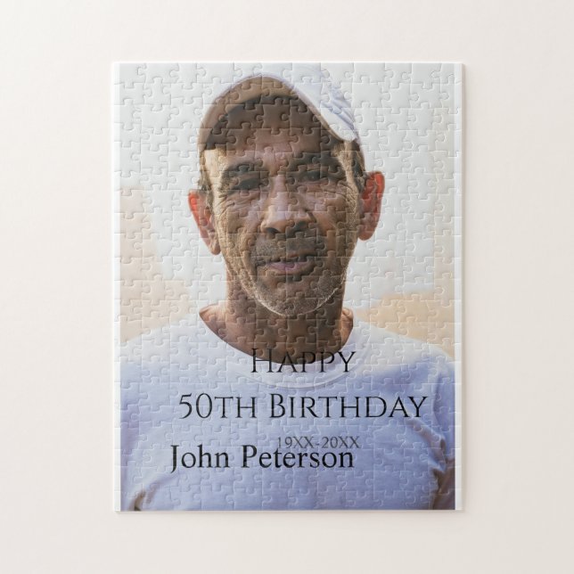 Quebra-cabeça Happy 50th birthday name photo year man simple min (Vertical)