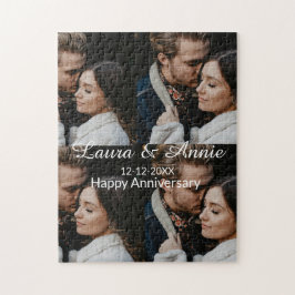 Quebra-cabeça Happy anniversary photo collage name date simple w