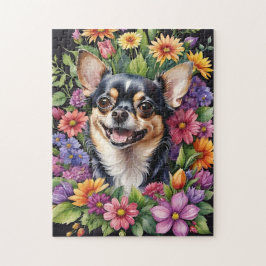 Quebra-cabeça Happy Chihuahua Dog Pet Portrait Watercolor Animal