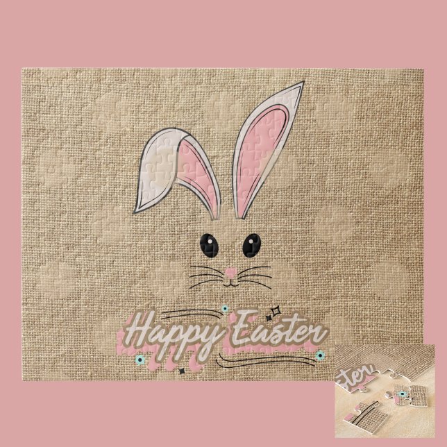 Quebra-cabeça Happy Easter Bunny Face Neutral Polka Dots (Criador carregado)