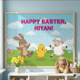 Quebra-cabeça Happy Easter Dancing Animals Personalized Kids Jig