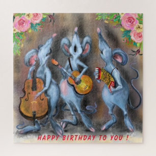 Quebra-cabeça Happy Funny Mouse Band Puzzle Your Text / Name
