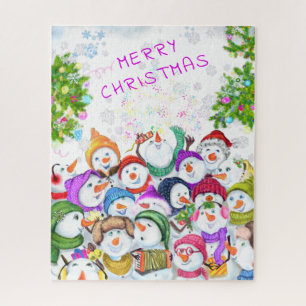 Quebra-cabeça Happy Funny Snowmans Merry Christmas Celebration