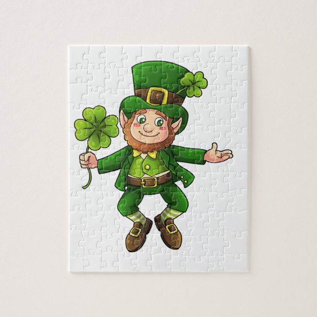 Quebra-cabeça Happy Leprechaun e Shamrock (Vertical)