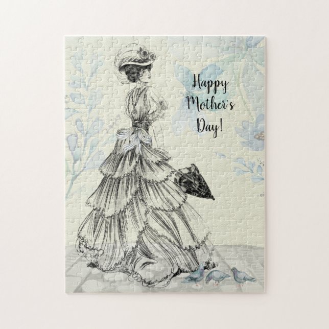 Quebra-cabeça Happy Mother's Day Victorian Woman Parasol Birds (Vertical)