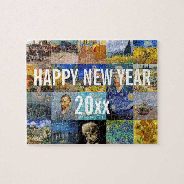 Quebra-cabeça Happy New Year with Van Gogh's Patchwork (Horizontal)
