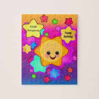 Quebra-cabeça Happy Rainbow Pastel Sun with Twinkle Stars