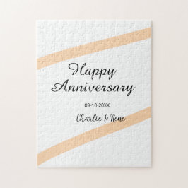Quebra-cabeça Happy wedding anniversary orange pastel lines name
