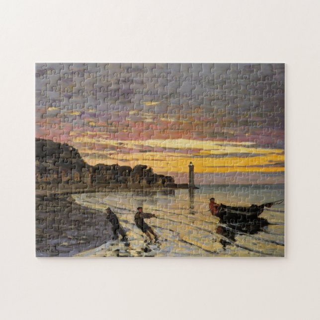 Quebra-cabeça Hauling Boat Ashore Honfleur Monet Fine Art (Horizontal)
