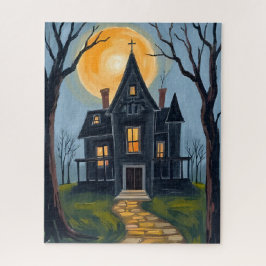 Quebra-cabeça Haunted House | Spooky Halloween Watercolor