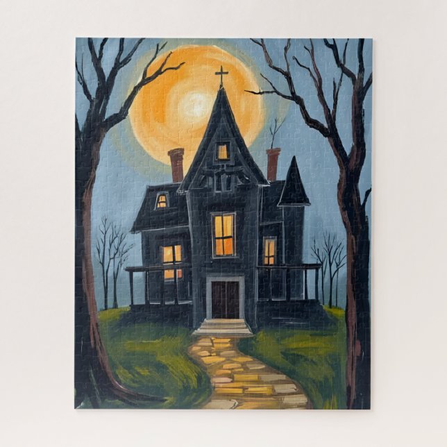 Quebra-cabeça Haunted House | Spooky Halloween Watercolor (Vertical)