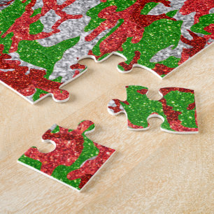 Quebra-cabeça Haus Do Padrão De Xmas De Prata De Camo