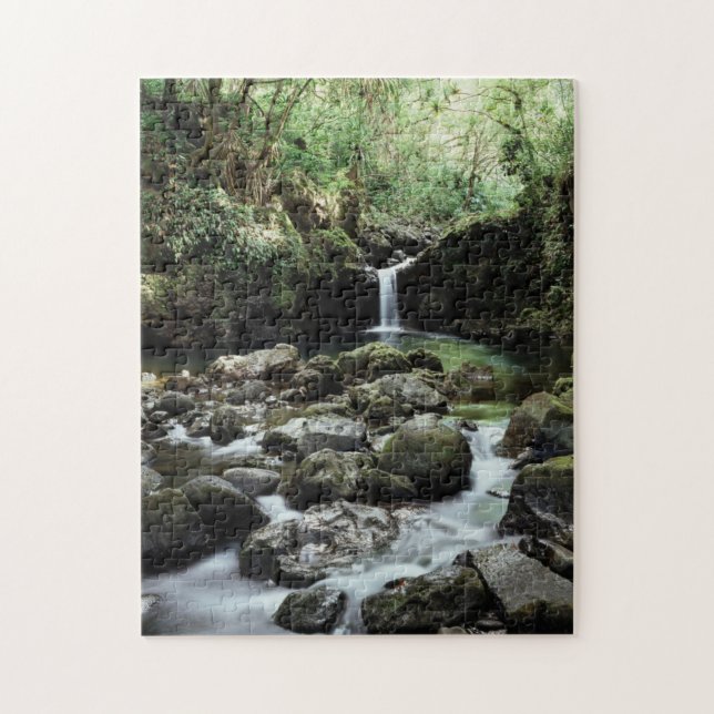 Quebra-cabeça Havaí, Maui, uma cachoeira flui para a Piscina azu (Vertical)