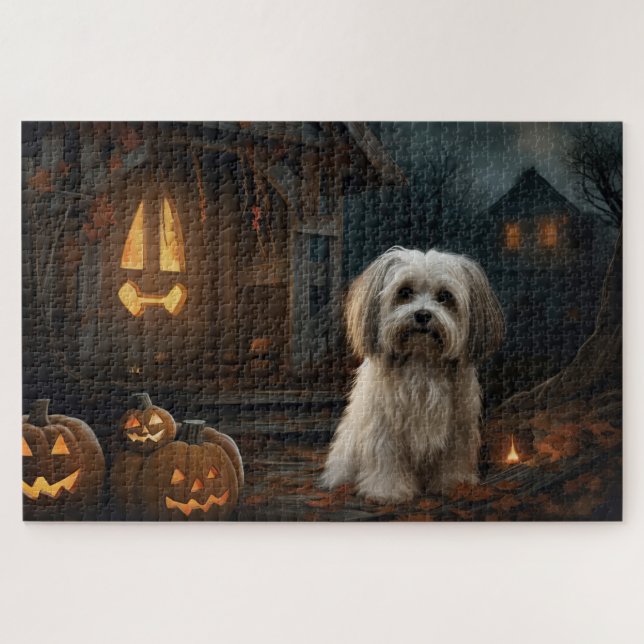Quebra-cabeça Havanês Halloween Assustador (Horizontal)