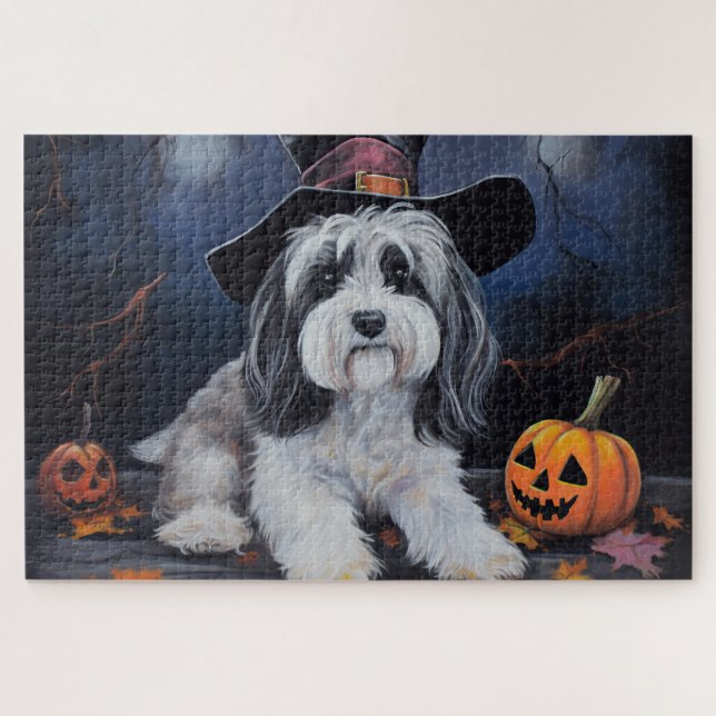Quebra-cabeça Havanese Pumpkins Halloween Scary (Horizontal)