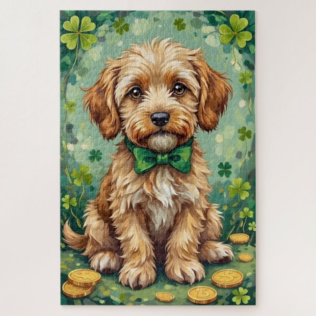 Quebra-cabeça Havanese St Patrick’s Day Cute Lucky Dog (Vertical)