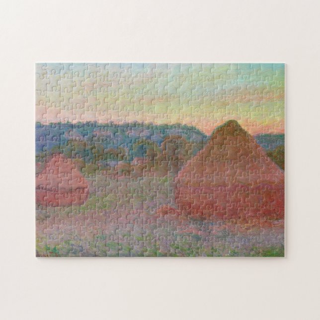 Quebra-cabeça Haystacks End Day Autumn Monet Fine Art (Horizontal)