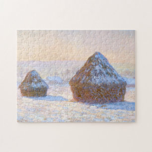 Quebra-cabeça Haystacks Snow Effect Morning Monet Fine Art