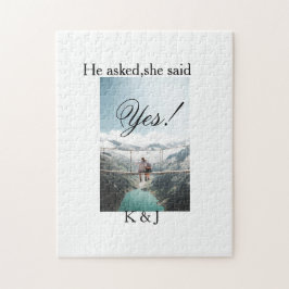 Quebra-cabeça He asked she said yes engagement photo name stylis