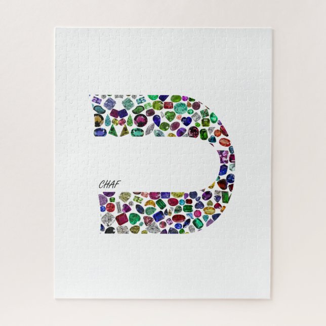 Quebra-cabeça Hebraico - Letra 'CHAF' feita com gemas em todas a (Vertical)