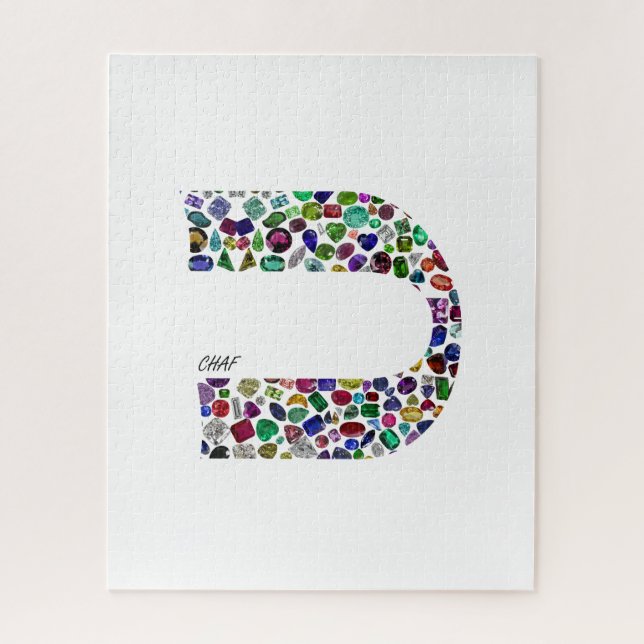 Quebra-cabeça Hebraico - Letra 'CHAF' feita com gemas em todas a (Vertical)