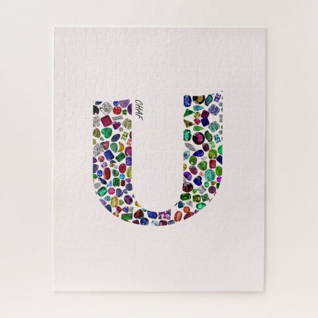 Quebra-cabeça Hebraico - Letra 'CHAF' feita com gemas em todas a (Vertical)