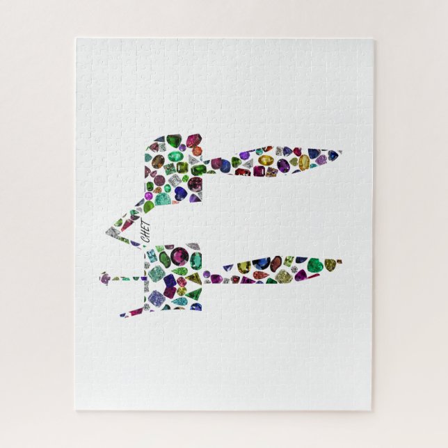 Quebra-cabeça Hebraico - Letra 'CHET' feita com Ouros e Gemas (Vertical)