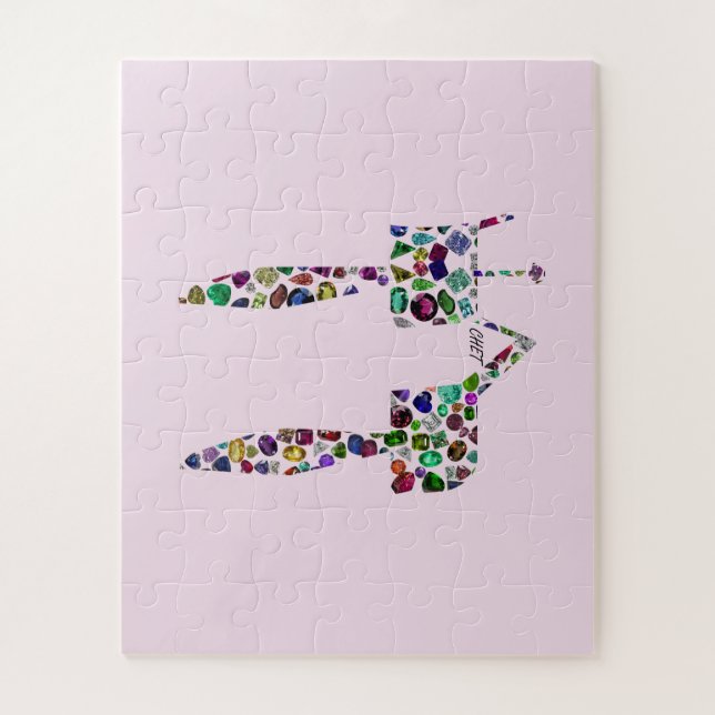 Quebra-cabeça Hebraico - Letra 'CHET' feita com Ouros e Gemas (Vertical)