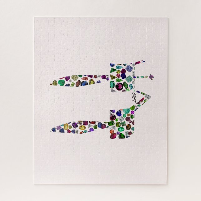 Quebra-cabeça Hebraico - Letra 'CHET' feita com Ouros e Gemas (Vertical)