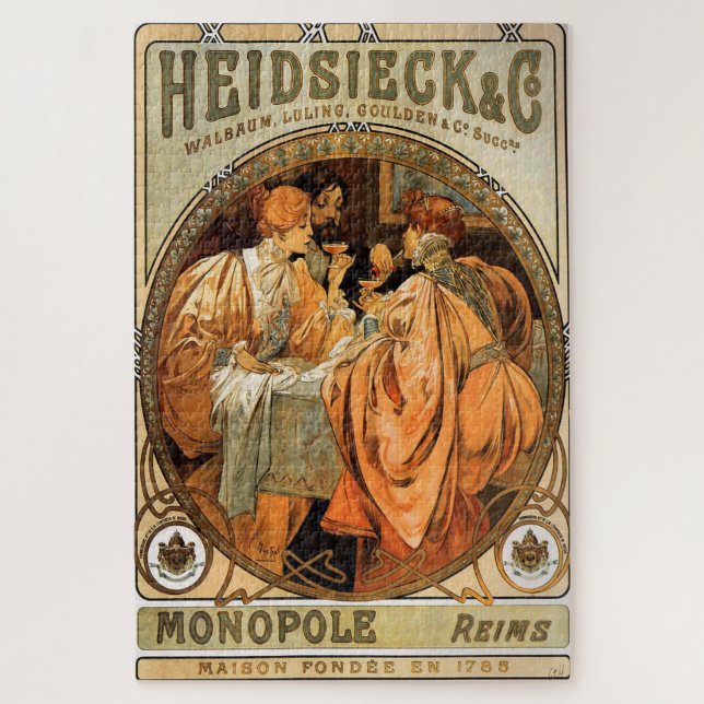 Quebra-cabeça Heidsieck & Co., por Alphonse Mucha (Vertical)