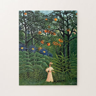 Quebra-cabeça Henri Rousseau - Mulher caminhando em uma Floresta