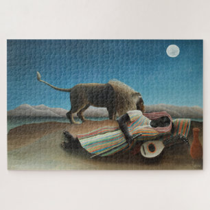 Quebra-cabeça Henri Rousseau Sleeping Gypsy Lion Painting