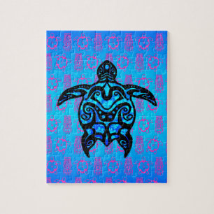 Quebra-cabeça Hibiscus tribal da tartaruga