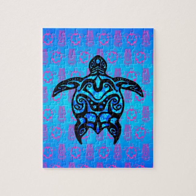 Quebra-cabeça Hibiscus tribal da tartaruga (Vertical)